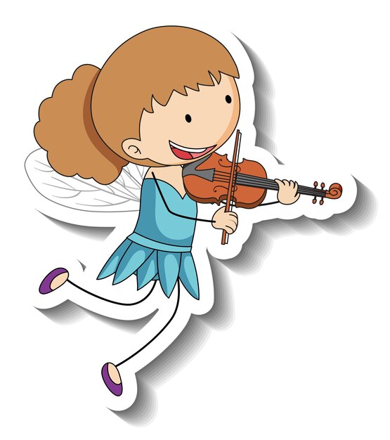 Sticker template with a girl cartoon character isolated