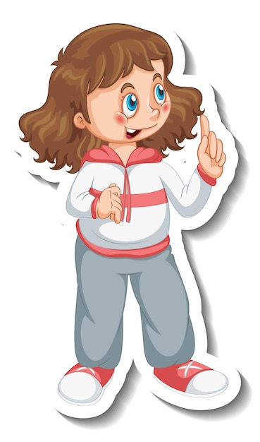 Free vector sticker template with a girl wears exercise costume cartoon character isolated