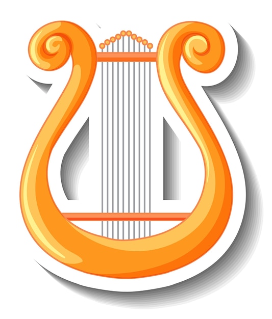 Free vector a sticker template with greek golden lyre isolated