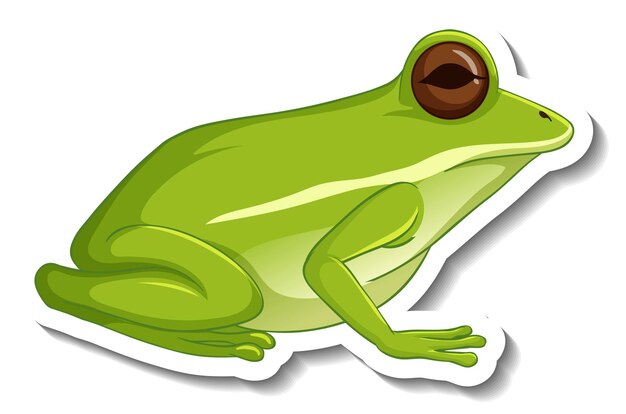 Шаблон стикера с изолированной зеленой лягушкой