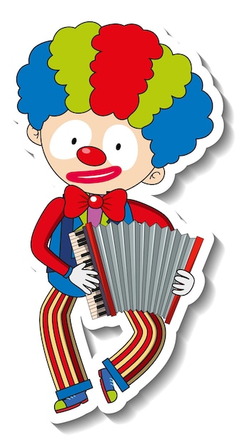 Шаблон стикера со счастливым мультяшным персонажем клоуна изолирован