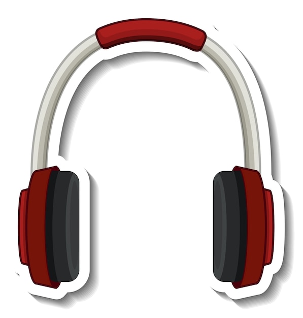 A sticker template with headphones isolated