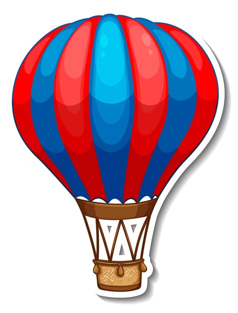 Sticker template with hot balloon air in cartoon style