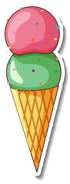 Free vector a sticker template with ice-cream cone isolated