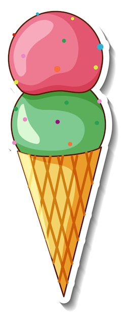 アイスクリームコーンが分離されたステッカーテンプレート