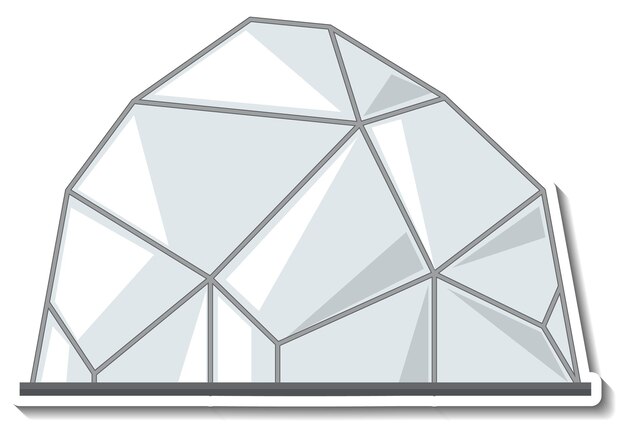 Sticker template with an igloo house  in cartoon style isolated