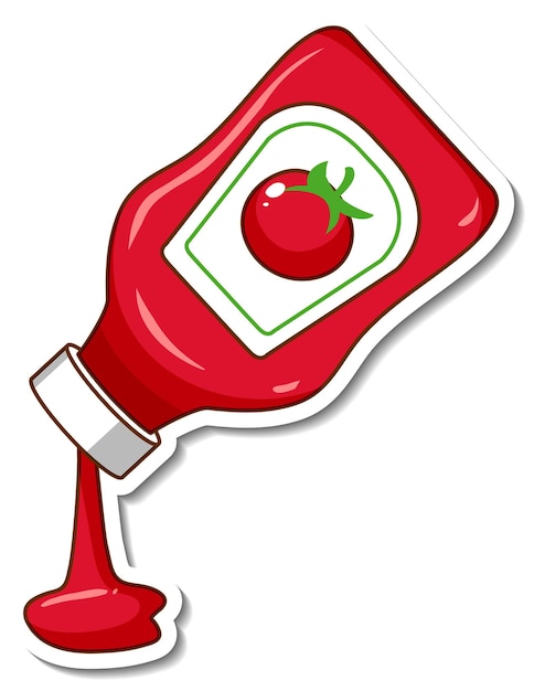 A sticker template with a ketchup bottle