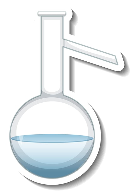 A sticker template with laboratory glassware isolated