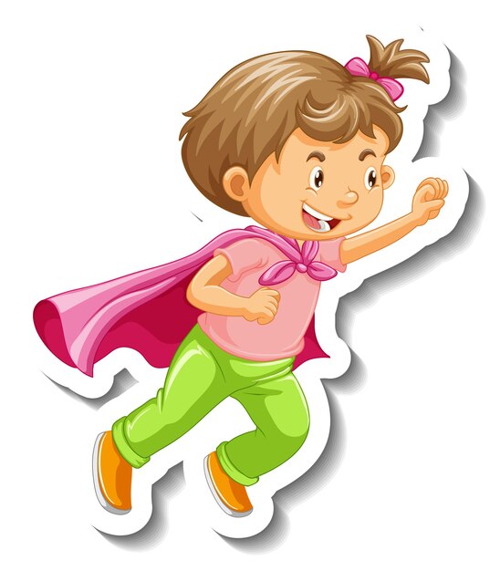 Free vector sticker template with a little girl cartoon character isolated