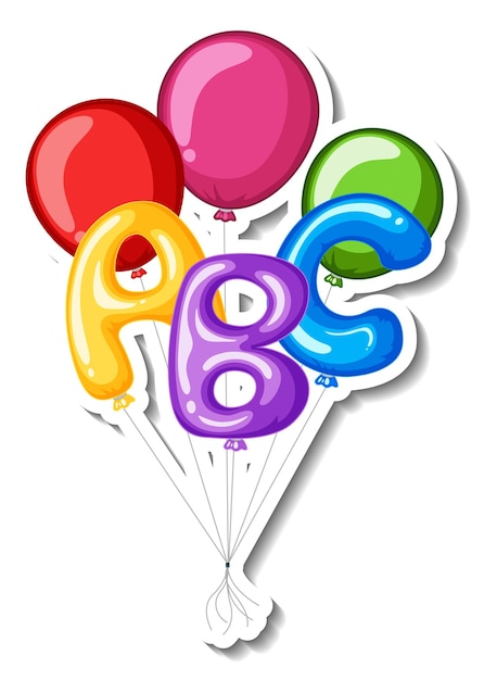 Sticker template with many colourful balloons