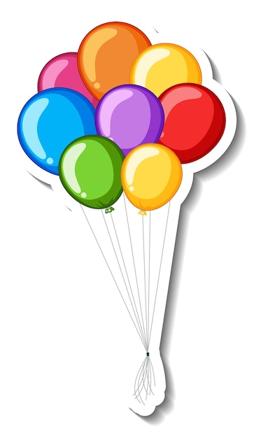 Sticker template with many colourful balloons