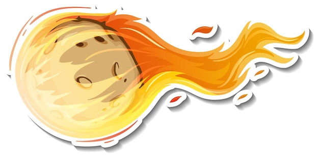 Sticker template with meteorite flame isolated