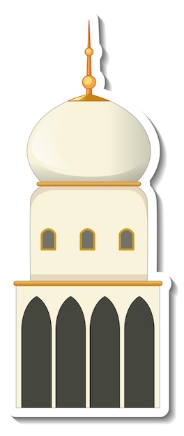 Free vector a sticker template with mosque building isolated