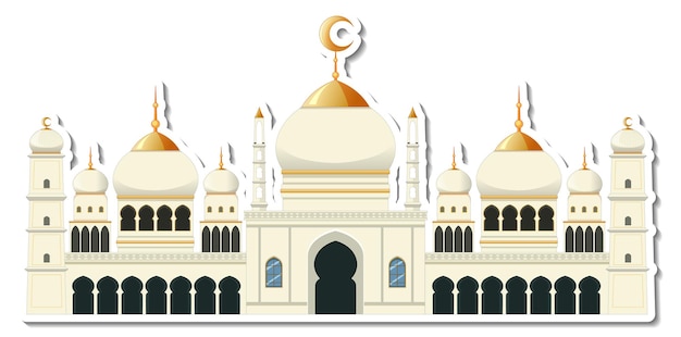 Free vector a sticker template with mosque building isolated