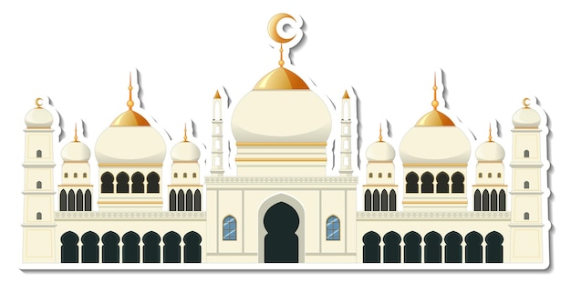 A sticker template with Mosque building isolated
