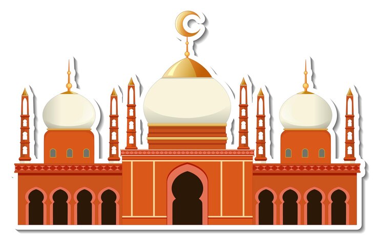 Free Vector a sticker template with mosque building isolated