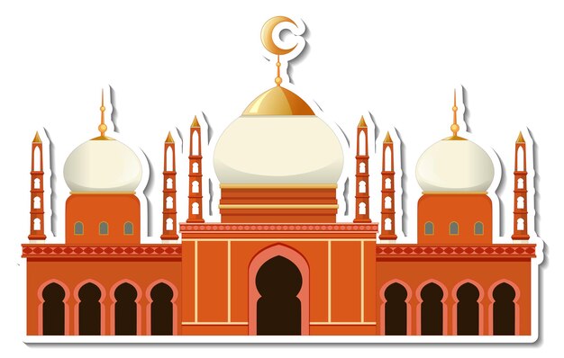 A sticker template with Mosque building isolated