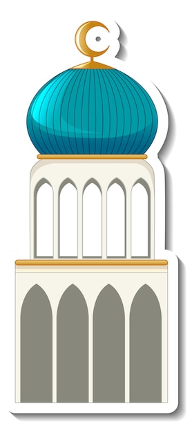 Free vector a sticker template with mosque building isolated