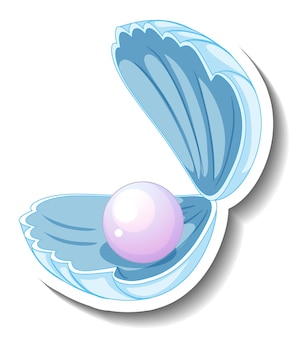 A sticker template with pearl in shell isolated