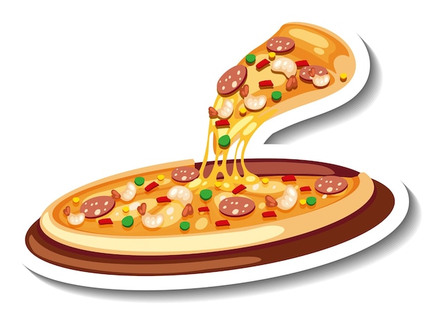Шаблон наклейки с пиццей изолированы