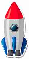 Free vector sticker template with rocket ship isolated