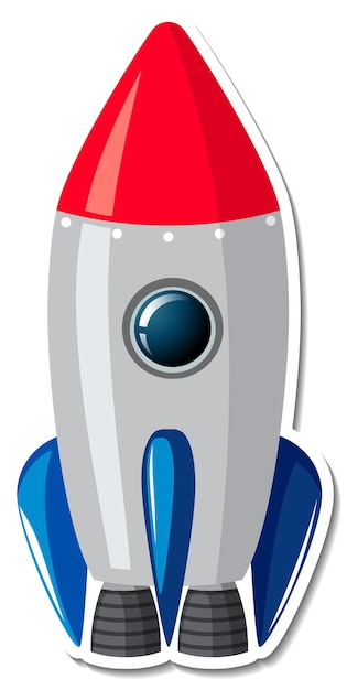 Sticker template with rocket ship isolated