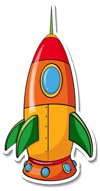 A sticker template with rocket space cartoon isolated