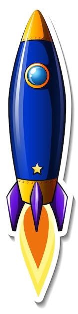 Un modello di adesivo con rocket space cartoon isolato