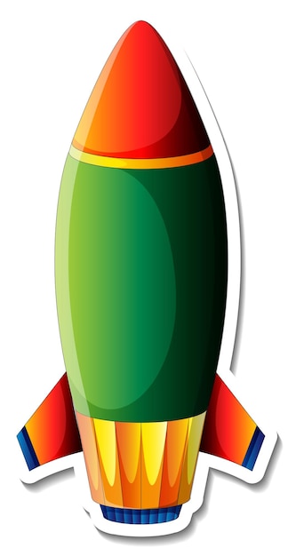 Шаблон стикера с изолированным мультфильмом Rocket Space