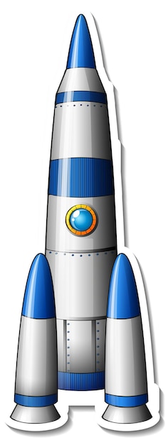 A sticker template with rocket space cartoon isolated