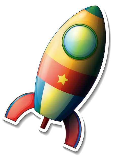 Vettore gratuito un modello di adesivo con rocket space cartoon isolato