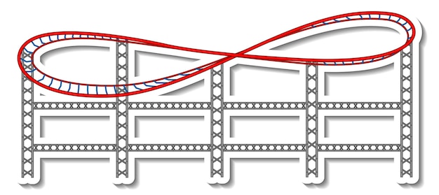 Sticker template with roller coaster at amusement park isolated