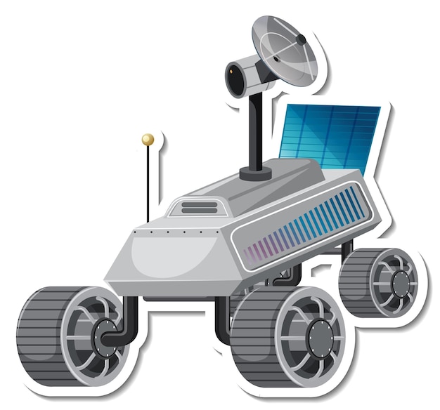 Modello di adesivo con satellite in stile cartone animato isolato