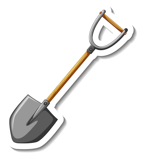 Sticker template with a shovel gardening tool isolated