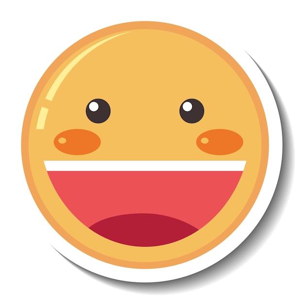 A sticker template with smile face emoji isolated