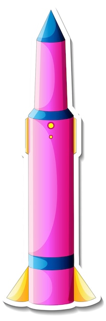 A sticker template with Space Ship Cartoon isolated