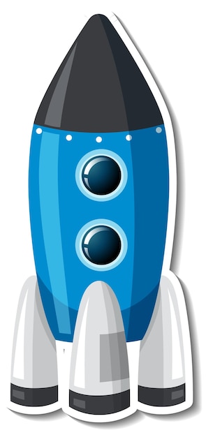 Sticker template with spaceship isolated