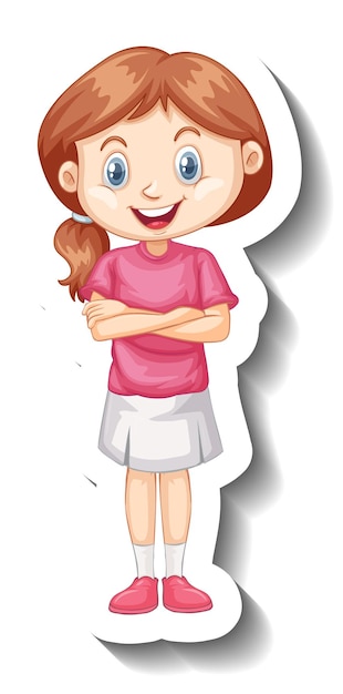 Free vector a sticker template with a student girl in sport uniform