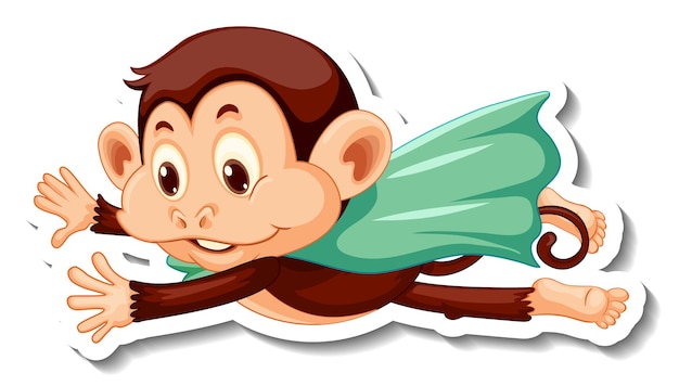 Free vector sticker template with a super hero monkey on white background