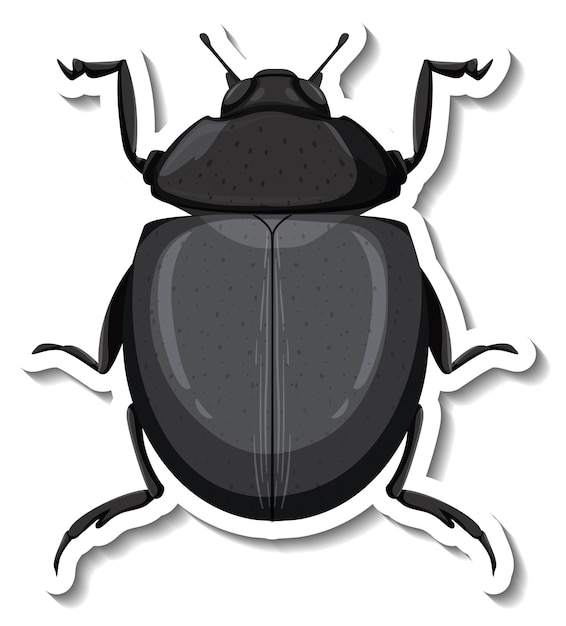 Free vector a sticker template with top view of a beetle isolated