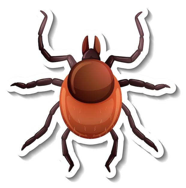 Free vector a sticker template with top view of a tick isolated
