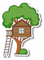 Free vector sticker template with a tree house isolated