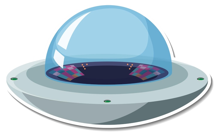 Free Vector sticker template with unidentified flying object (ufo) isolated