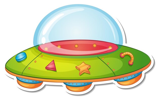 未確認飛行物体（UFO）が分離されたステッカーテンプレート