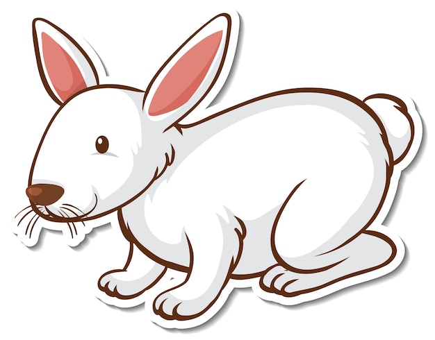 Free vector a sticker template with a white rabbit isolated