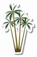 Free vector sticker tropical coconut tree on white background