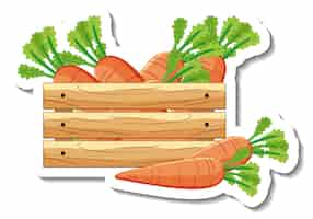 Free vector sticker with carrots in wooden box