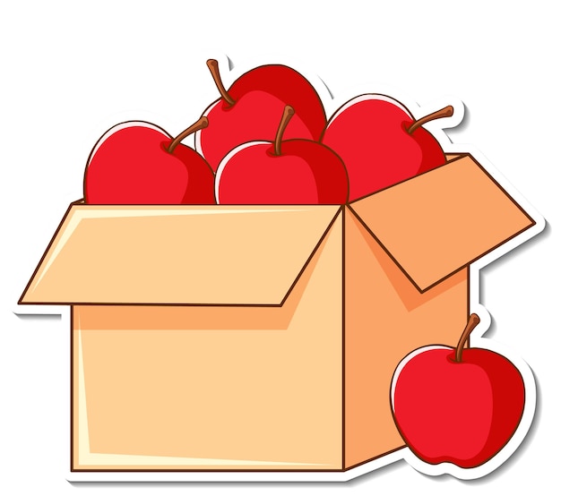 Наклейка с большим количеством яблок в коробке