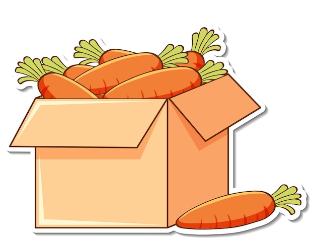 Sticker with many carrots in a box