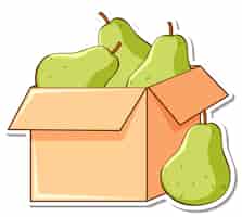 Free vector sticker with many pears in a box